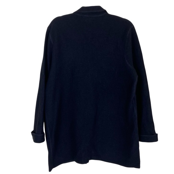 Charter Club Vintage 100% Wool Collared Cardigan Shacket Black Minimalist Sz 2X - Picture 4 of 16